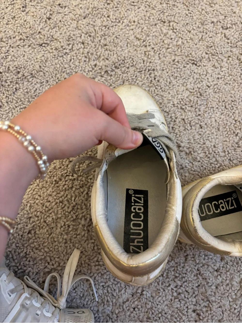 Golden Goose White Sneakers with Gold Glitter Star dupe